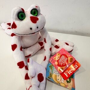 Fiesta Plush Toy Frog 18" Classic White/Red Heart Piggyback Pal Hands Feet Cling